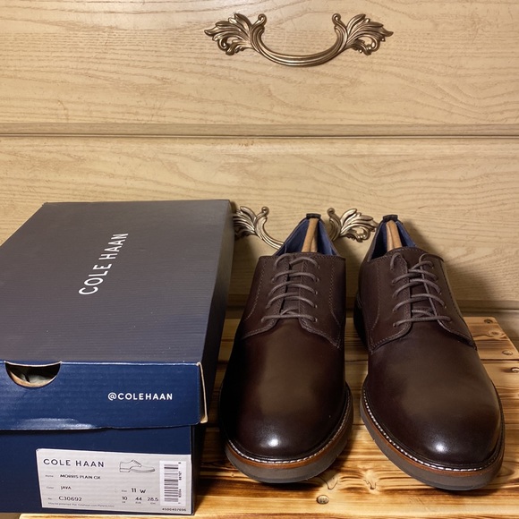 NWT Cole Haan 11 WIDE Morris Plain Oxford lace up dress work shoe in Java Brown - Picture 2 of 7